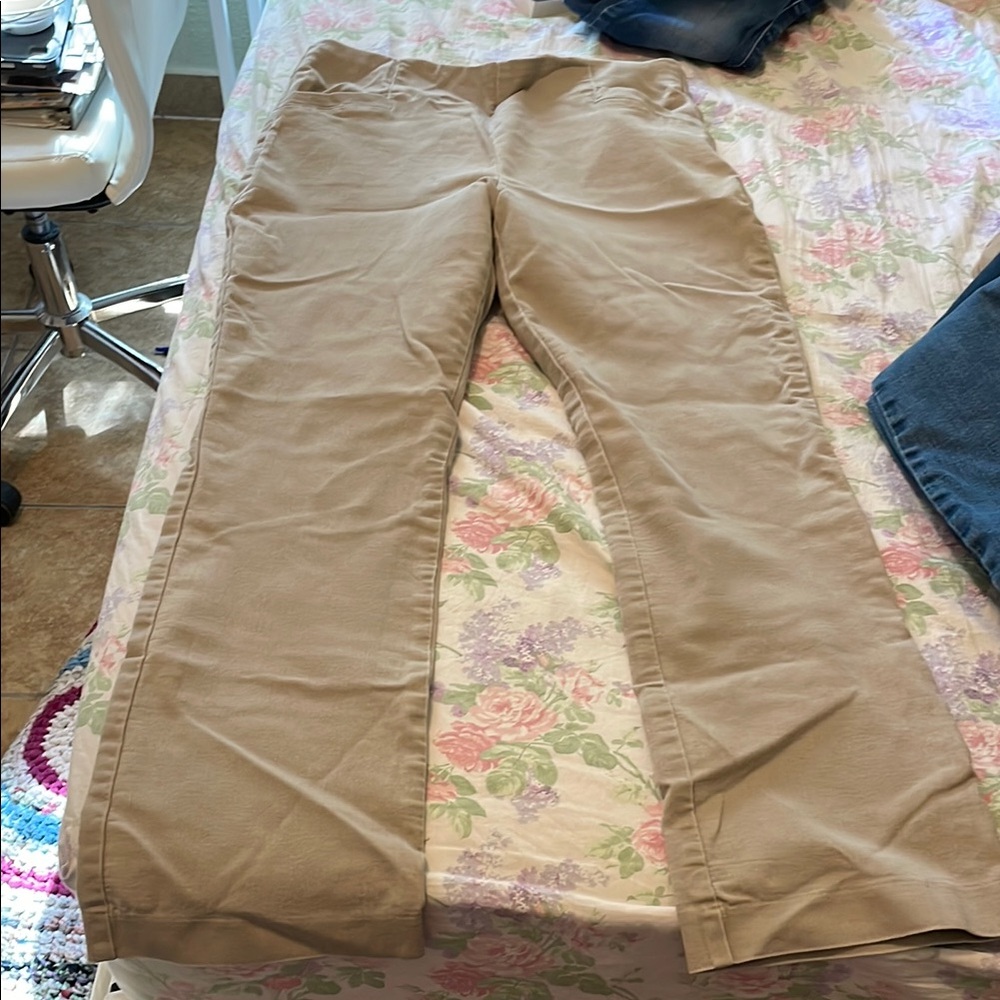 Tan Straight-Leg Pants